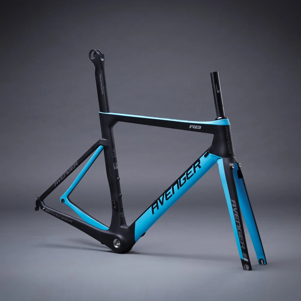 Excellent Carbon AERO Road Bike Frame Bicycle Avenger Logo R8 UD Matt Blue Painting  BB86 Bottom Bracket 2