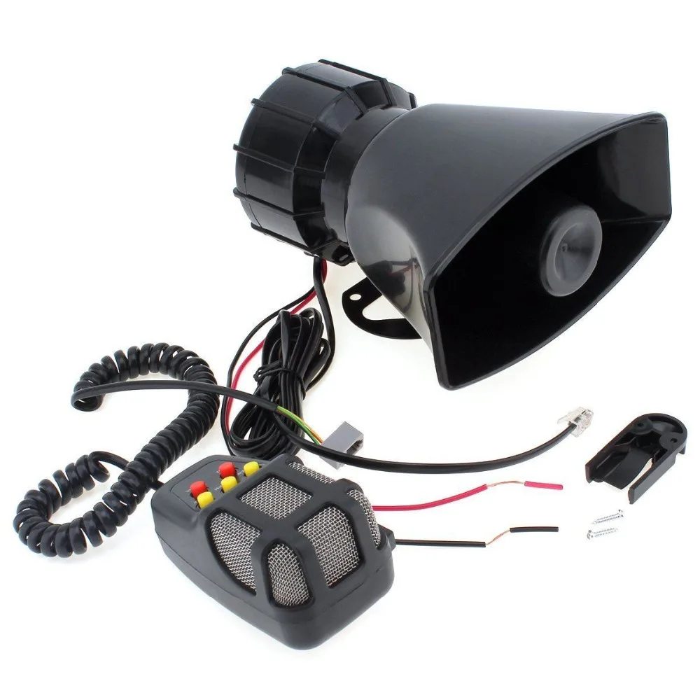 12V 7 Sound Tones Loud Car Warning Alarm Police Fire Siren Horn 100W Auto Speaker with Black Wireless Remote Controller dfdf
