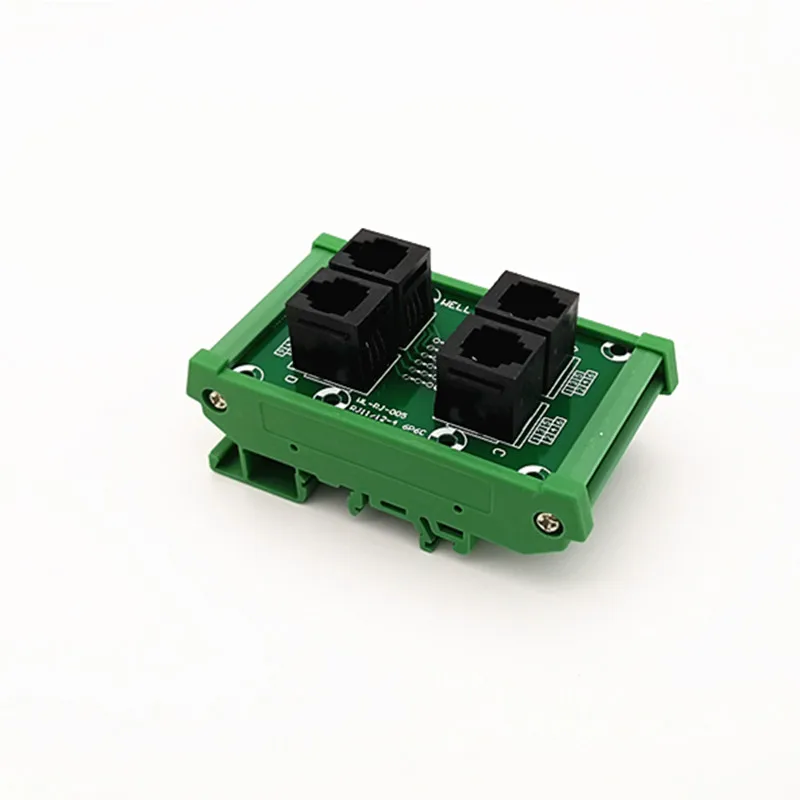 

DIN Rail Mount RJ11/RJ12 6P6C Jack 4-Way Breakout Board, Terminal Block, Connector.