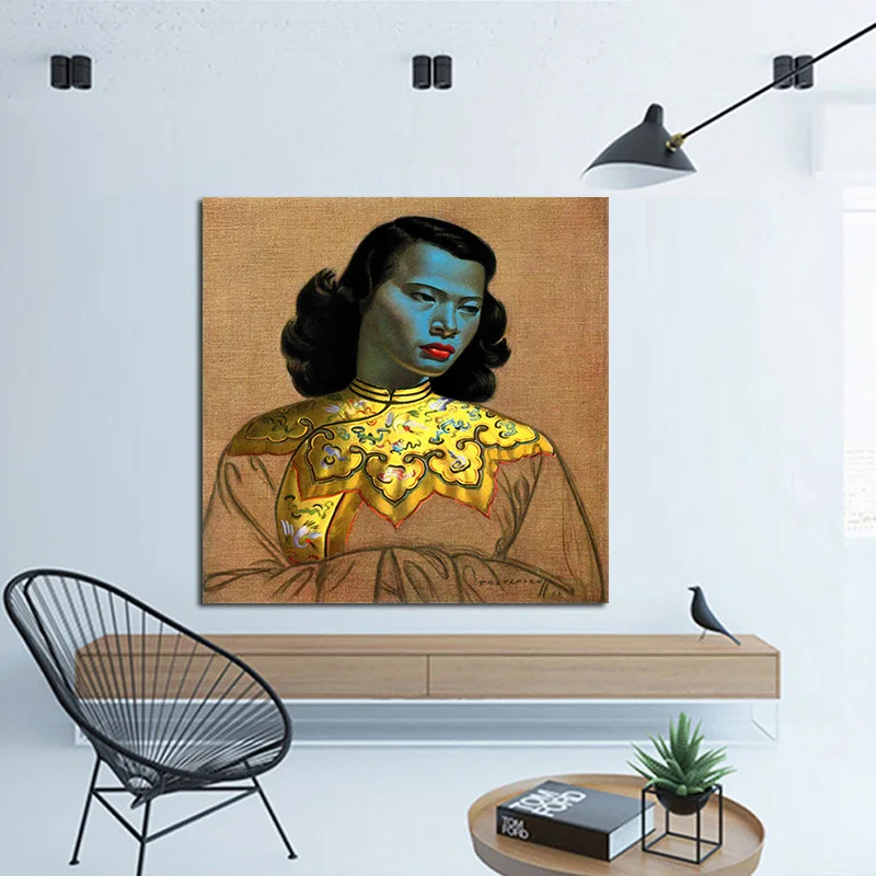 Chinese Girl Tretchikoff Vintage Oil Painting on Canvas Art Posters and Prints Scandinavian Nordic Wall Picture for Living Room
