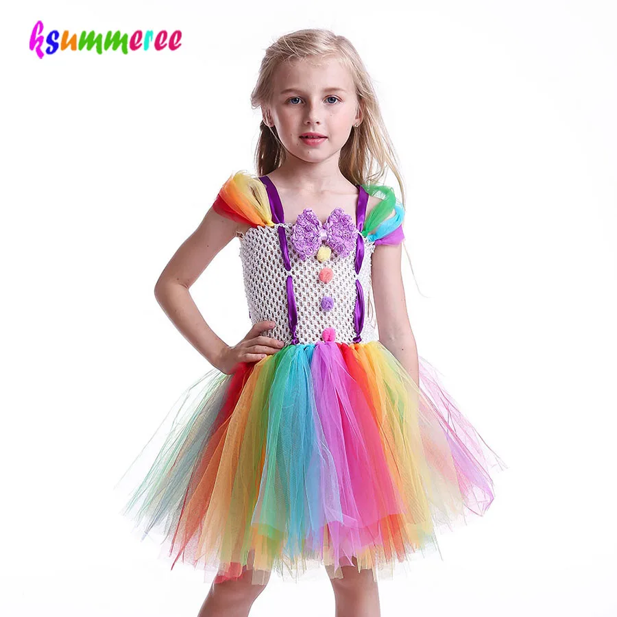 New Girls Circus Beguilement Clown Tutu Dress with Bow Children