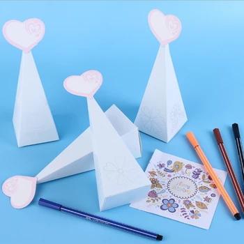 

50pcs/lot Lovely DIY Blank Candy Box Baby Shower Party Favors And Gift Packaging Heart Small Gift Boxes Paper