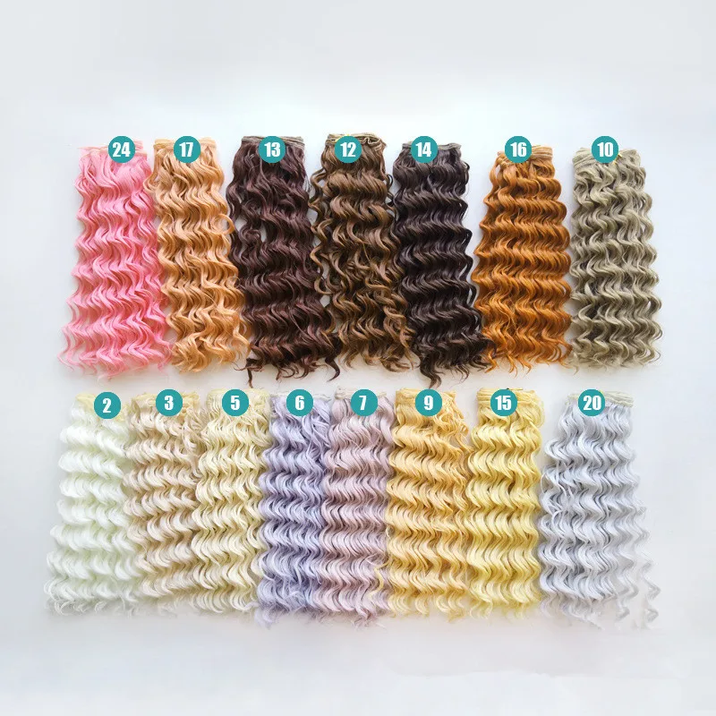 

20*100cm Screw Curly Hair Extensions for All Dolls DIY Hair Wigs Heat Resistant Fiber Hair Wefts