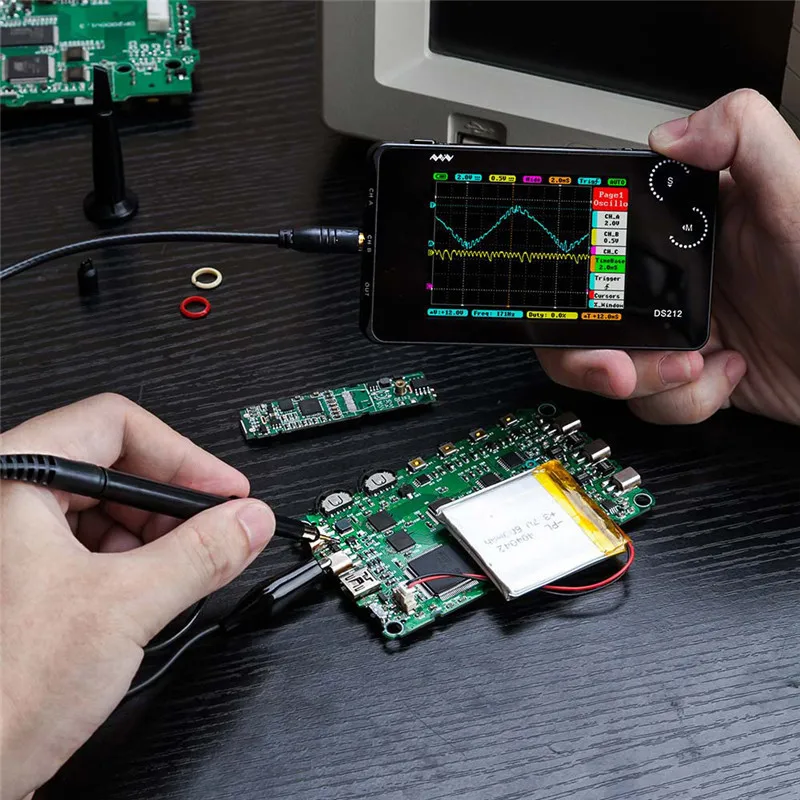 DS202 Мини цифровой осциллограф 2 канала Осциллограф USB Интерфейс полный Цвет на тонкопленочных транзисторах на тонкоплёночных транзисторах Дисплей 8 Мб памяти 1 МГц 10MSa/s
