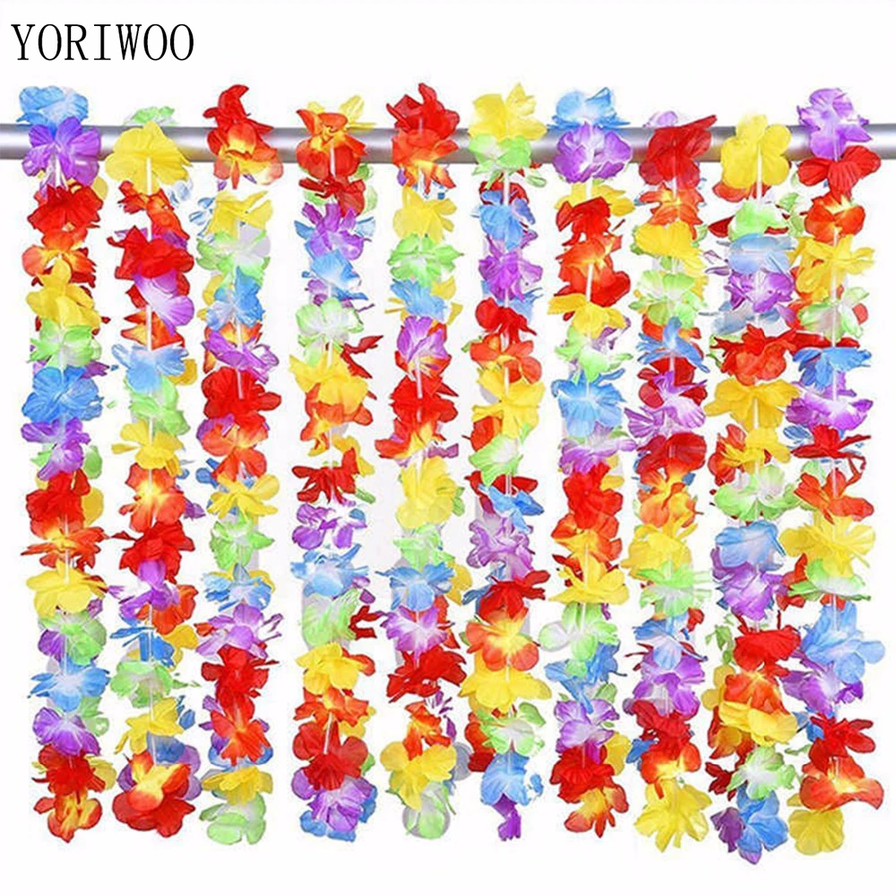 

YORIWOO 10pcs Hawaii Artifical Flower Necklace Hawaiian Leis Wreath Garland Summer Beach Party DIY Hawaiian Party Decorations