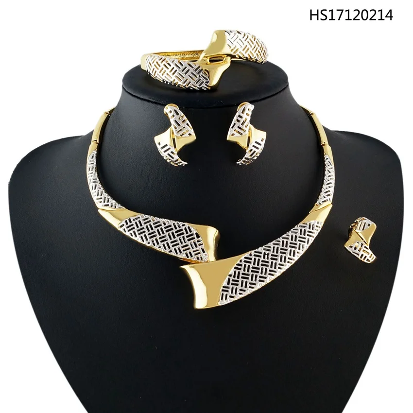 YULAILI Новое поступление высокое качество женский костюм сплав чистого золота покрытие Дубай ювелирные наборы
