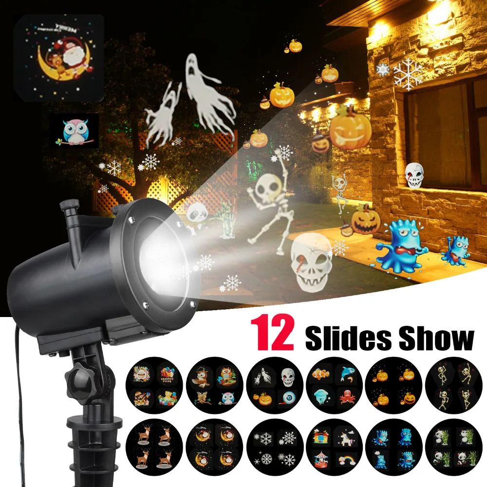Holiday Lighting Christmas Projector Lights with 12 Switchable Patterns Waterproof IP65 Rotating Spotlight Decorative Lights Holiday Lighting Christmas Projector Lights with 12 Switchable Patterns Waterproof IP65 Rotating Spotlight Decorative Lights