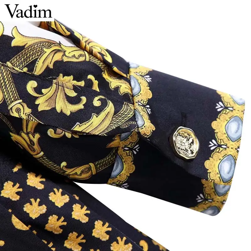 Vadim/Плиссированное Платье-рубашка с принтом цепей и цветочным принтом, винтажное прямое мини-платье с длинным рукавом и отложным воротником с тотемом, vestidos QA764