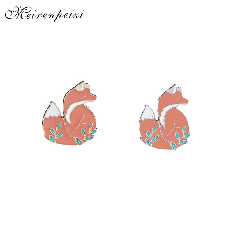 #*Cheap underbrush fox pins and brooches lovely pink fox enamel lapel pin badge Button Denim pin dress backpack brooch white tie broches