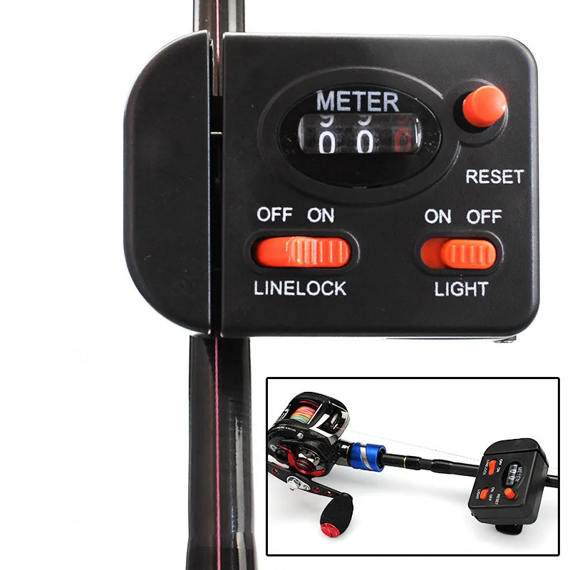 Fishing Length Line Counter Clip On Rod Gauge Depth Finder Tester Meter Digital Jigging 0 99.9M