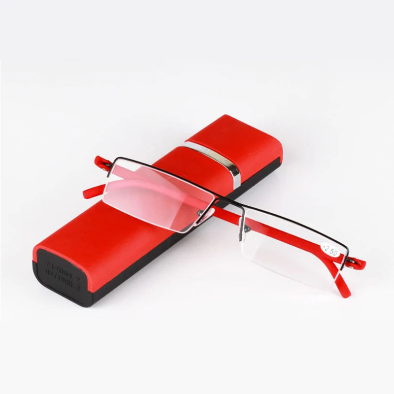 

2019 new temperament high quality TR90 reading glasses metal half frame glasses to send the box