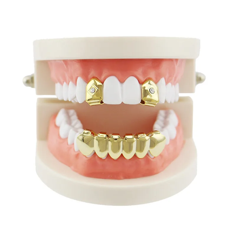 Fashion Gold Teeth Grills Hip hop Single Tooth Clips Top Bottom Grills