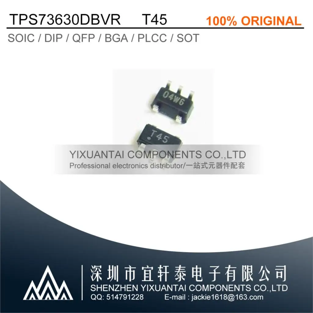 

10-100pcs/lot Free shipping TPS73630DBVR TPS73630D TPS73630 IC REG LINEAR 3V 400MA SOT23-5 New Original Marking:T45