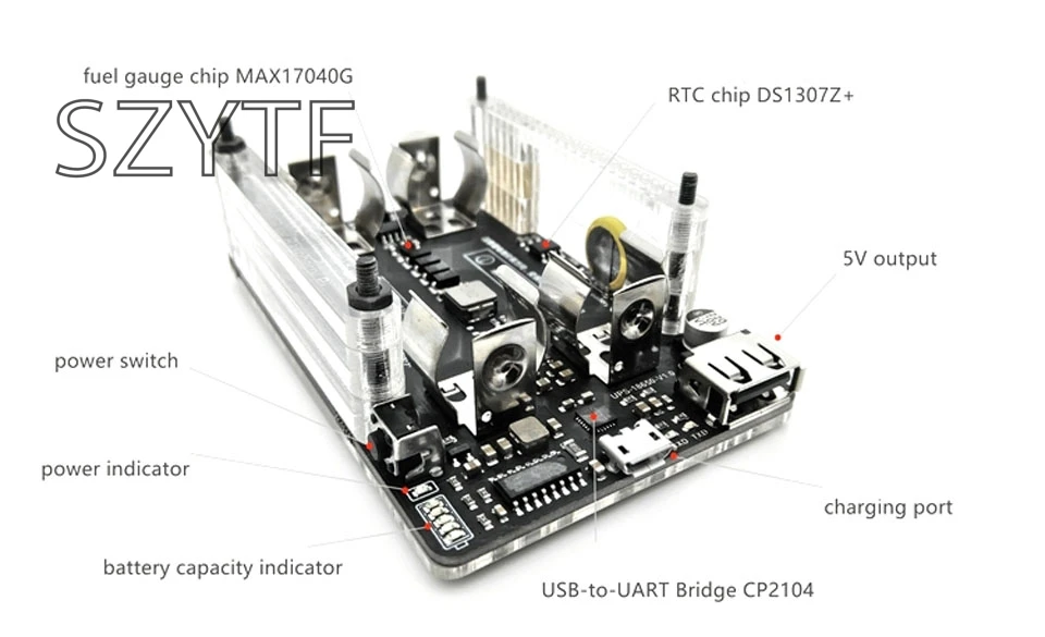 Raspberry pi 2 pi 3 B+ UPS Плата расширения питания с RTC, измерение, выход 5 В, функция последовательного порта 5 в 3 А+ USB кабель для передачи данных