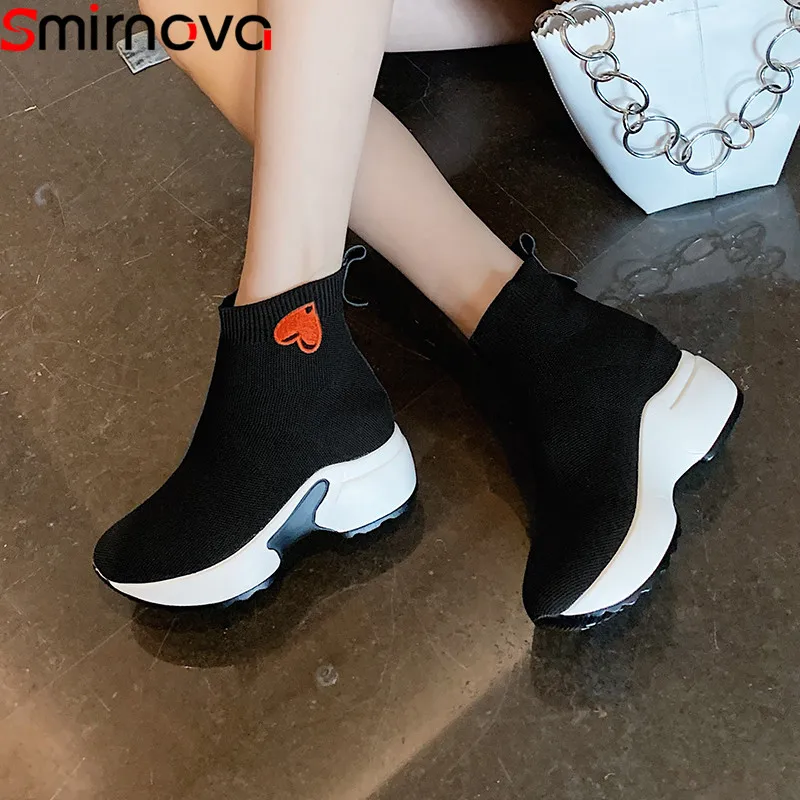 Smirnova 2020 новые эластичные ботильоны женские удобные ботинки на платформе с