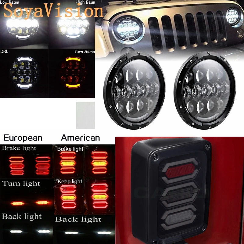 For JeeP Wrangler Jk 2007 2016 7 inch 105w Round LED Headlight DRL+LED