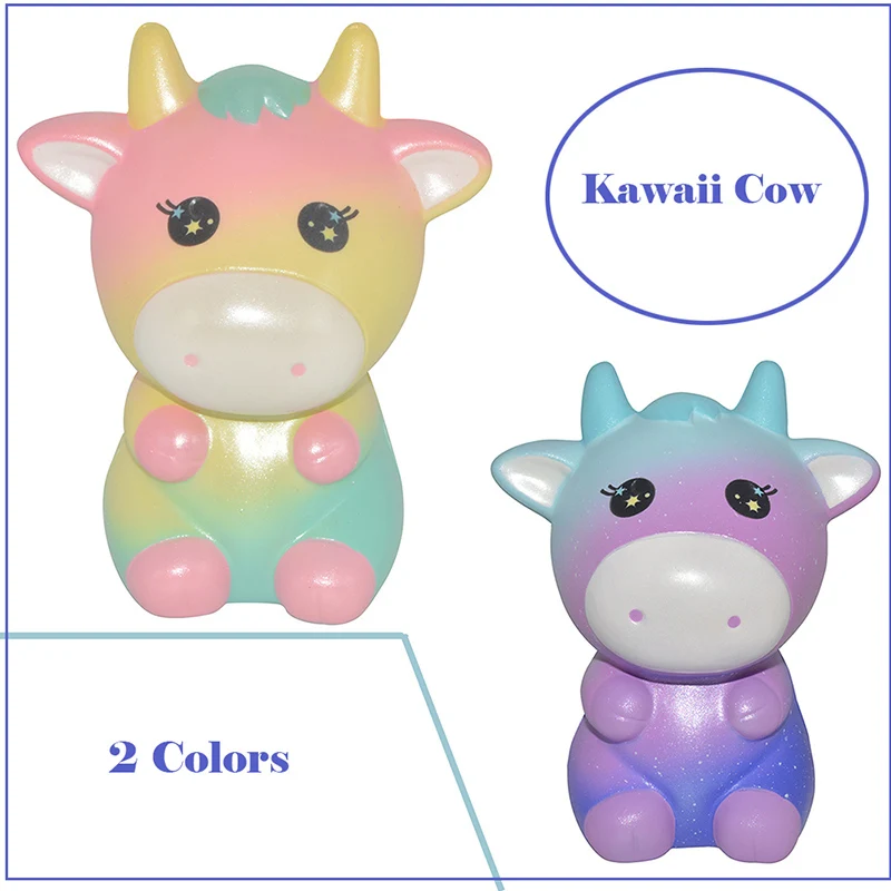 Areedy Cute Galaxy Jumbo Rainbow Cow Squishy Scented Super Slow Rising Squeeze High Quality