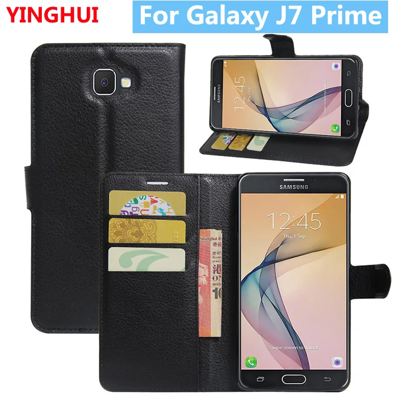 Fors Samsung J7 Prime Flip Leather Case for Galaxy Book Style Wallet Card Slot Stand Protective | Мобильные телефоны и