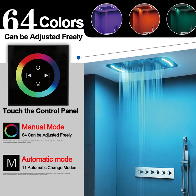Bathroom Shower Sets Luxury SUS304 Thermostatic Mixer Waterfall Rainfall SPA Ceiling Big Rain Led Shower Set Touch Screen LED Bathroom Shower Sets Luxury SUS304 Thermostatic Mixer Waterfall Rainfall SPA Ceiling Big Rain Led Shower Set Touch Screen LED