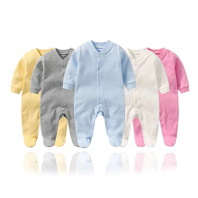 

MuslinTree solid color long sleeve baby romper boys girls jumpsuit infant &toddler children clothes