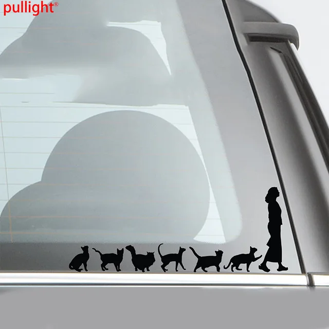 Cat Lady car stickers Cats Follow Woman Vinyl Sticker Cute Car