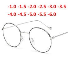 1,56 Асферические женские круглые металлические очки в оправе со степенью моды ультралегкие готовые очки для близорукости-1,0-1,5-2,0 до-6,0
