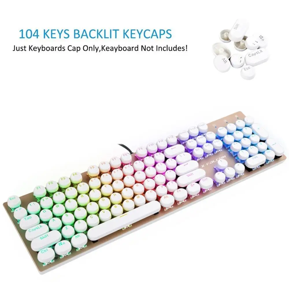 

104 Keys Punk Keycap ABS Round Vintage Keycap Transparent DIY Button Cap For 104 Key or 87 Key Mechanical Keyboard