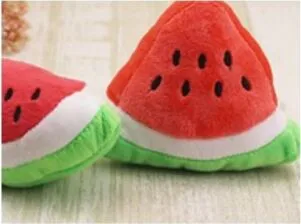 

Dog Puppy Chew Toy Squeaky Plush Sound CuteFruits Watermelon Design Toys Traning Fun Playing Green Rope Ball Toy For