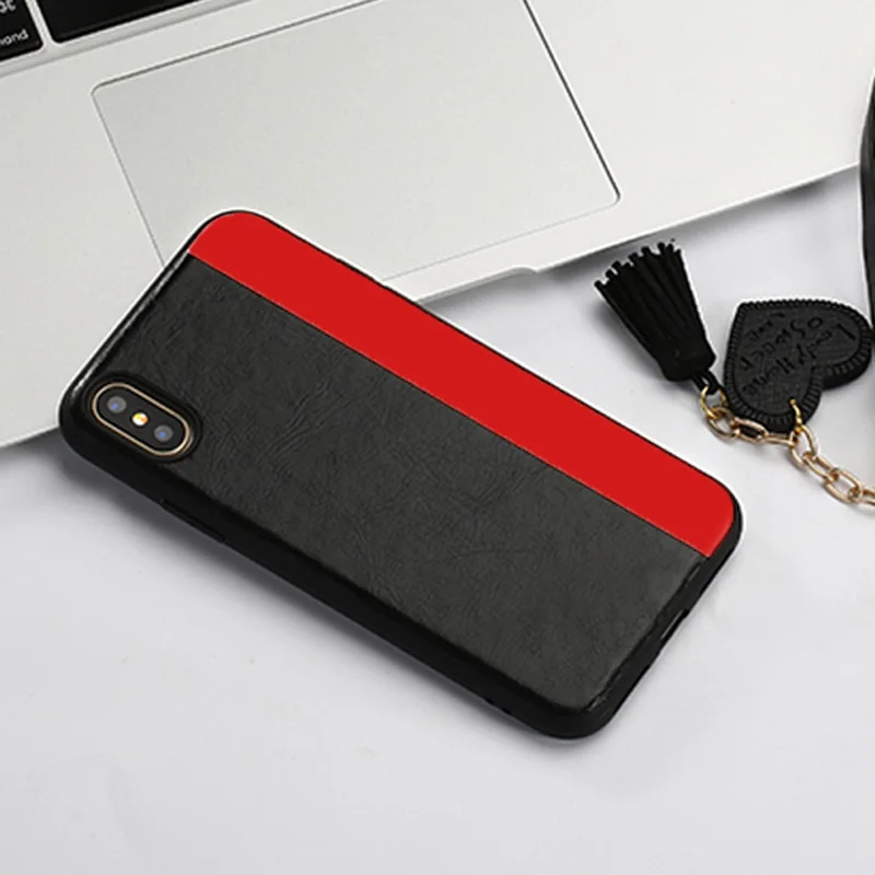 Black and Red Wangcangli для iPhone 6s Plus чехол для телефона ручной работы на заказ кожаный чехол со строчкой - Цвет: Black and Red