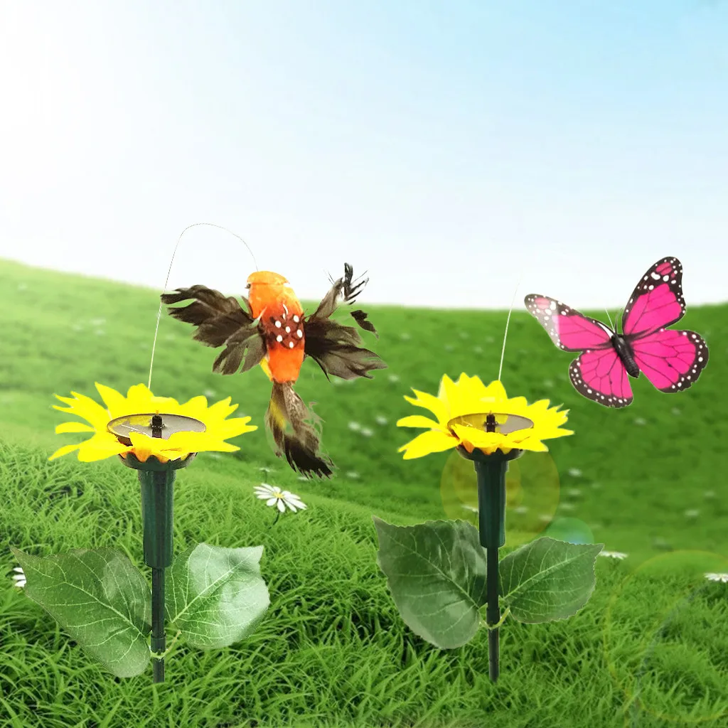 Креативный источник солнечной энергии Вибрация мощность Flying dancing красивые бабочки Колибри сад декоративный кол