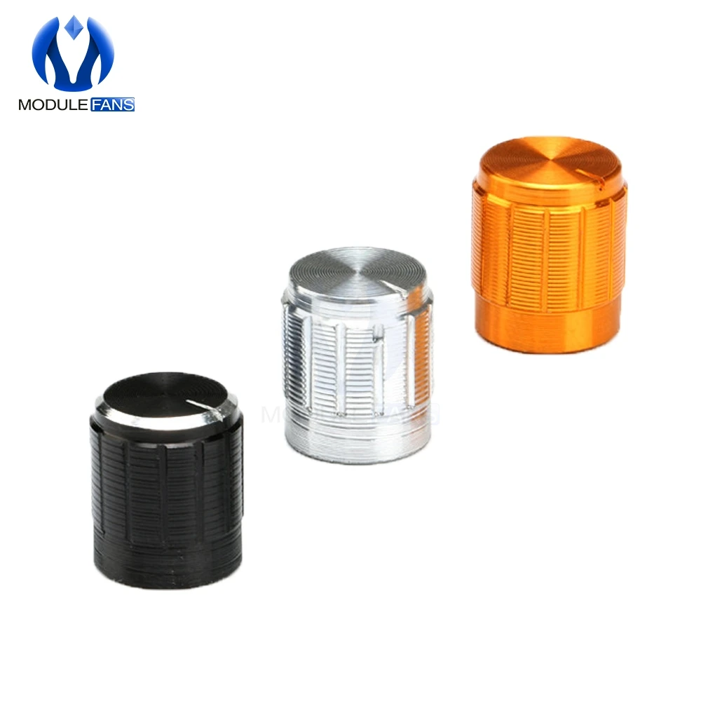 

5PCS Black Sliver Golden Volume Control Rotary Knobs For 6mm Dia Knurled Shaft Potentiometer 15x17mm 15 X 17 mm 15*17 6mm