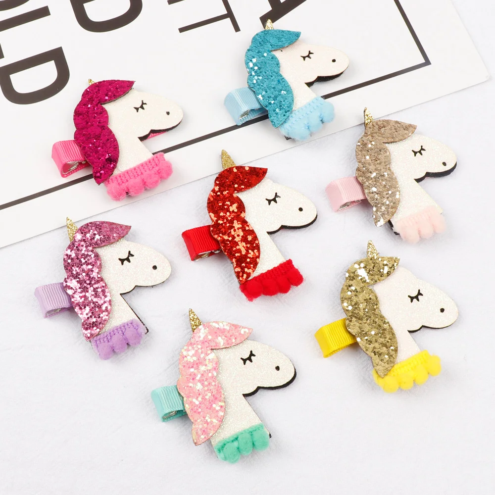 

Cheer Bow 2PcsHair Accessories Hair Clip for Girl Cute Unicorn Rainbow Shiny Glitter Clip Kids Hairgrips Princess Hair Barrettes