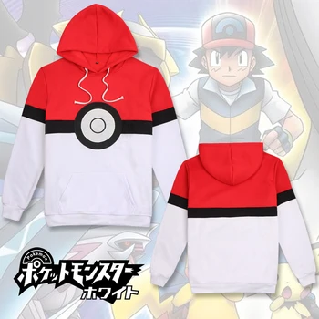 

Pokemon Hoodie Anime Pocket Monster Ash Ketchum Cosplay Hooded Sweatshirts