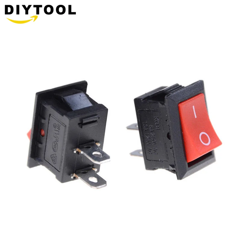 

5pcs ON-OFF KCD1 2pin Ship Type Switch 6A 250V Rocker switch KCD1-101 power switch red machine switch