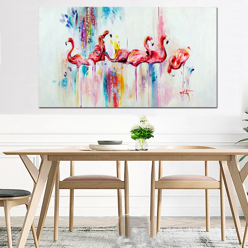 RELIABLI Watercolor Flamingo Decorative Painting Canvas Prints and Posters Nordic Animal Wall Pictures For Living Room Unframed