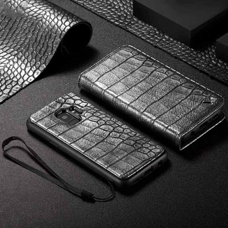 Чехол-бумажник из искусственной кожи чехол для samsung Galaxy S9 S9Plus с откидной крышкой-подставкой Бизнес Цвет Крышка для samsung Note 9 крокодил со змеиным рисунком Кожаный футляр