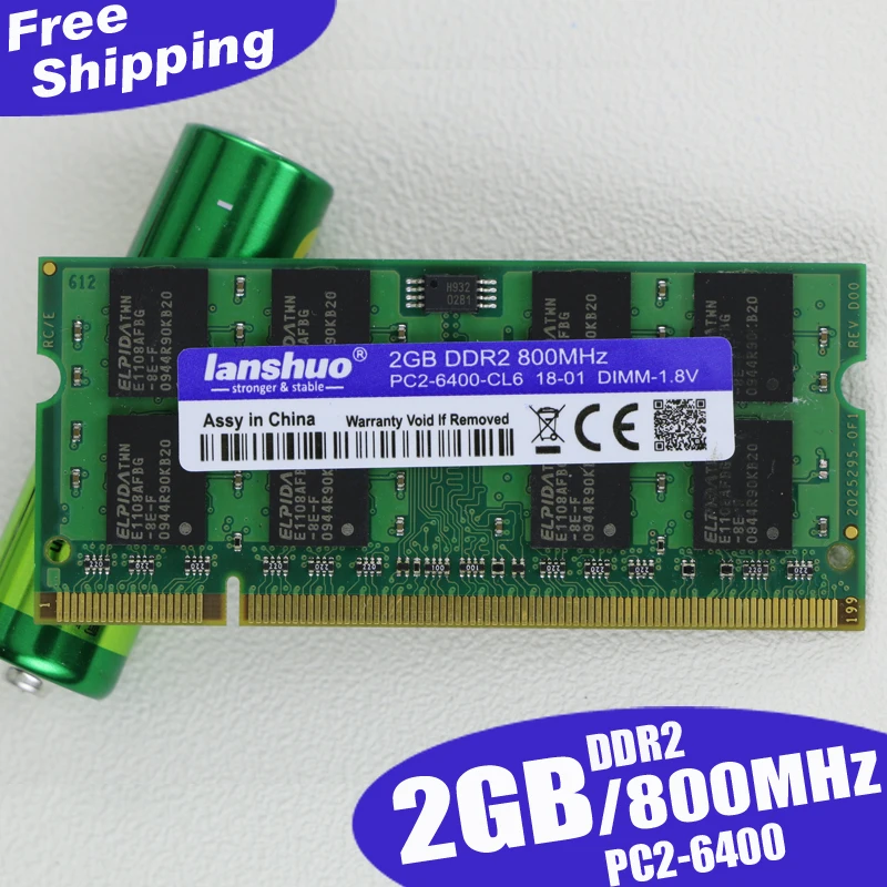 Lanshuo 2G 2 Гб DDR2 pc2 6400 800 МГц 2RX8 памяти ноутбука 2G pc2-6400S ddr2 800 МГц 200pin Тетрадь Оперативная память