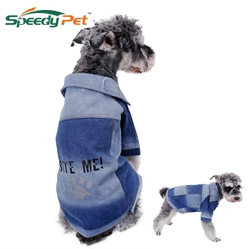 

Free Shipping Dog Fashion Paw Print Pet Clothes Jean Fabric Dog Coat Bite Me Puppy Apparel Cat Costume Pet Wear
