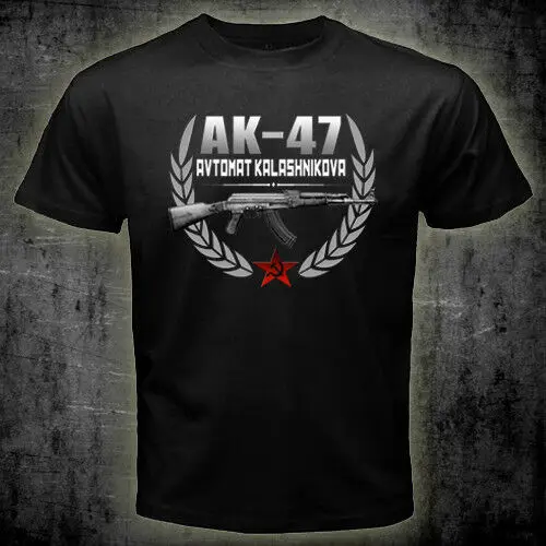 Новая AK-47 черная футболка с надписью Avtomat Kalashnikova | Мужская одежда