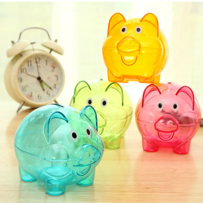 

Children Piggy Bank Plastic Transparent Money Saving Box Coins Cartoon Pig Shaped Piggies Bank Coin Case Gift Save Money Box