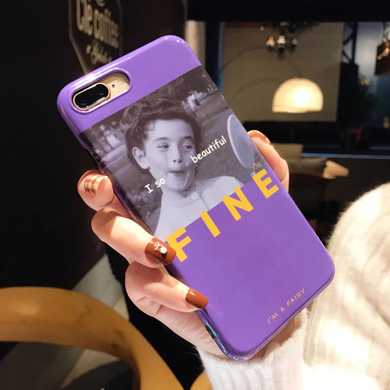 Aoweziic Ins popular purple self timer cute girl For iPhoneX XS mobile phone shell 6S 7P protective sleeve 8Plus soft silica gel