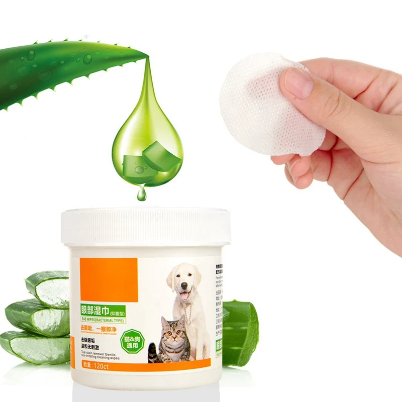 120pcs/Set Pet Eye Wet Wipes Cat Dog Tear Stain Remover Gentle Non-intivating Cleaning Wipes Grooming Cleaning Paper Towels