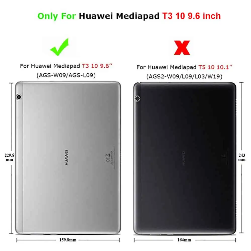 360 Вращающийся чехол для Huawei MediaPad T3 10 Крышка AGS W09 L09 L03 9 6 ''планшет откидной