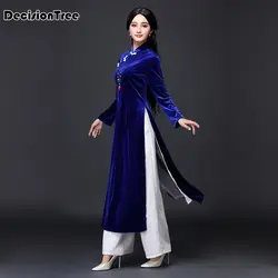 2019 летние аозай платье aodai в винтажном этническом стиле; Танкетка aodai короткое китайское платье-Ципао с рукавами для женщин длинный