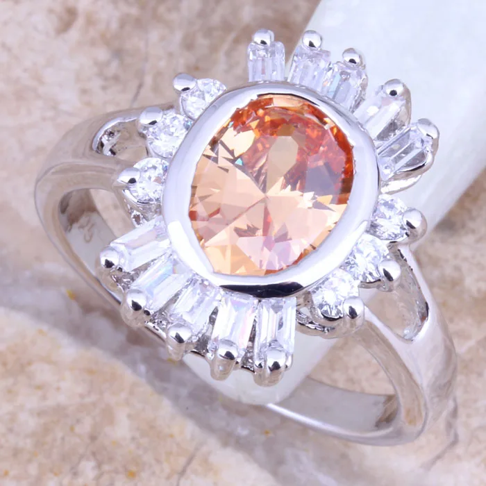 Эксклюзивное женское Ювелирное кольцо цвета шампанского Morganite белое CZ с