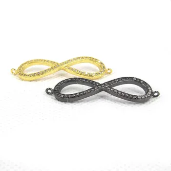 

Free shipping,6pcs Mix Colours Mosaic Zircon SideWays Letter Infinity Shape Connector Beads Making Bracelet Jewelry Findings