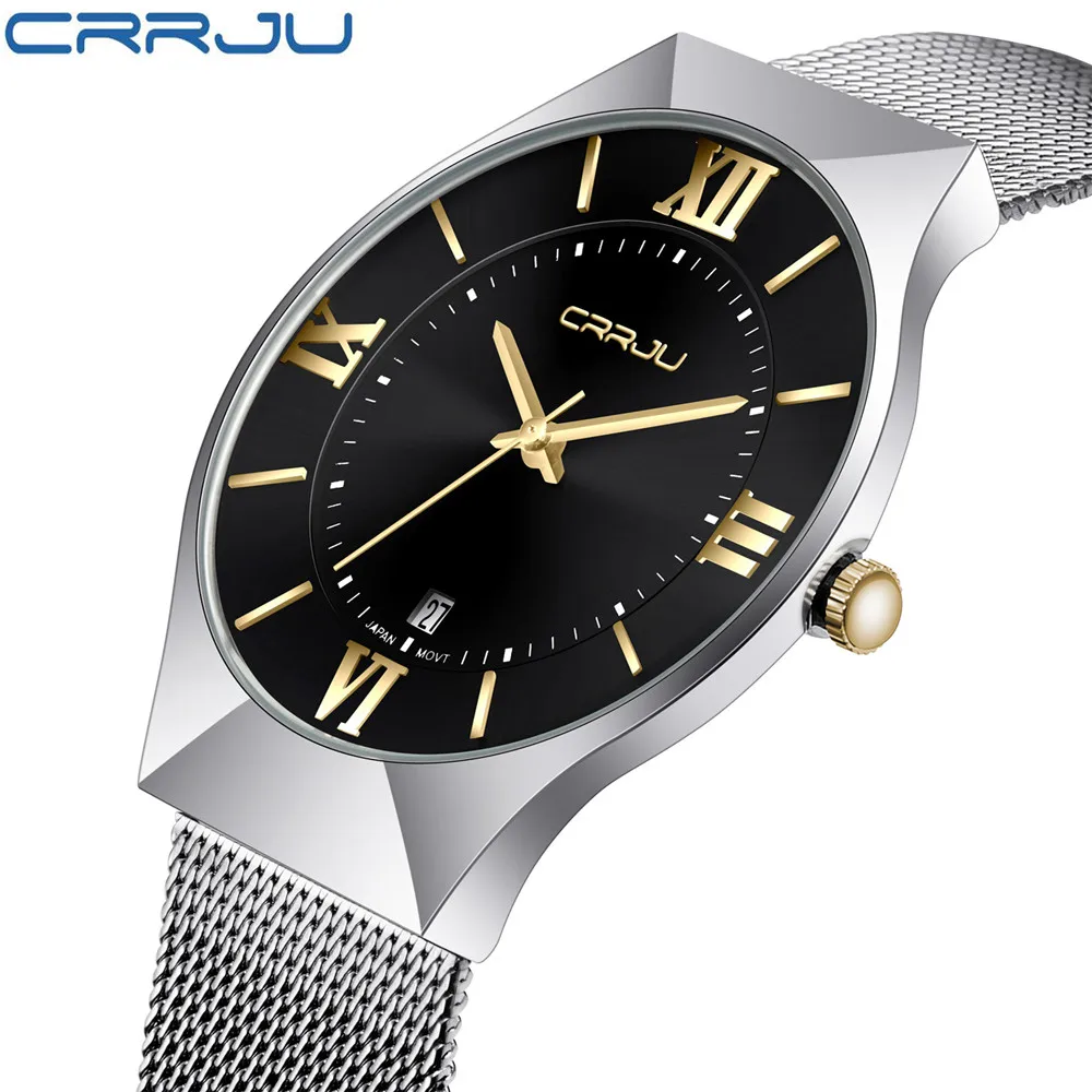 Top Brand Ultra thin Luxury Mens Watches Stainless Steel Band Mesh
