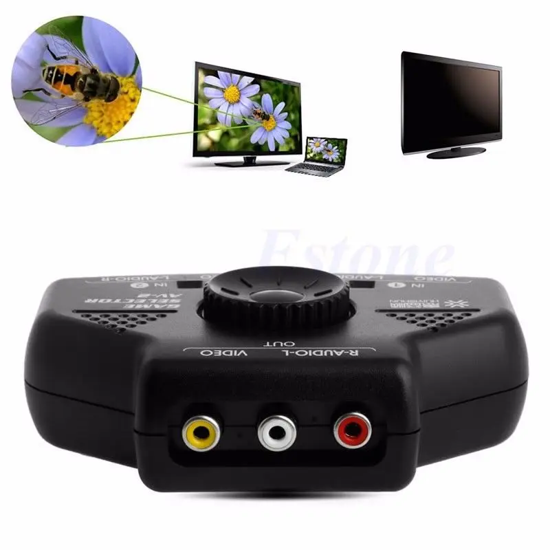 

2 Way Audio Video AV RCA Game Selector Switch Box Splitter Cable 3RCA For XBox DVD