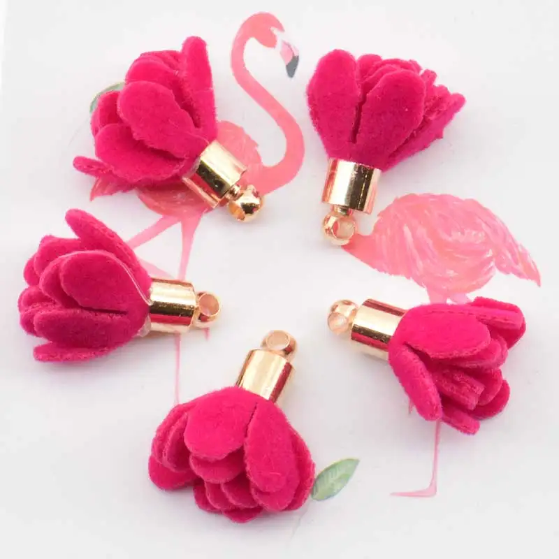 2018 (10pcs/lot)15mm Length Gold South Korea velvet Tassel For Diy Keychain Cellphone Straps Purses Jewelry Charms Accessories