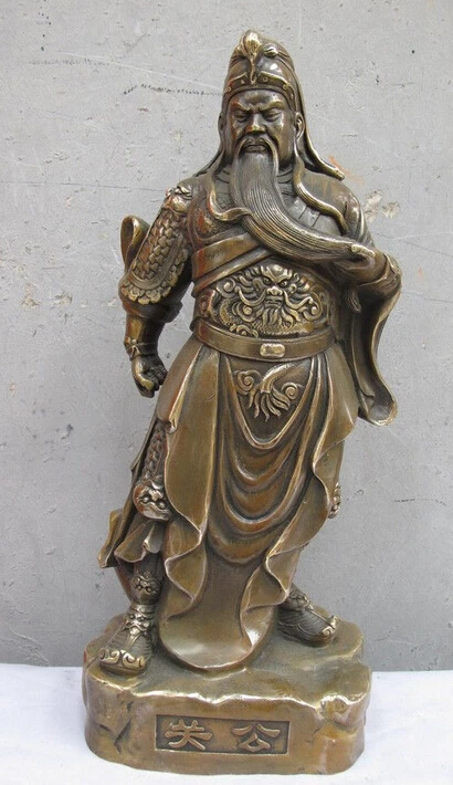 

JP S1133 16"Chinese Classical Bronze Dragon Guan Gong Kuan Kung Wealth Buddha statue (B0328)